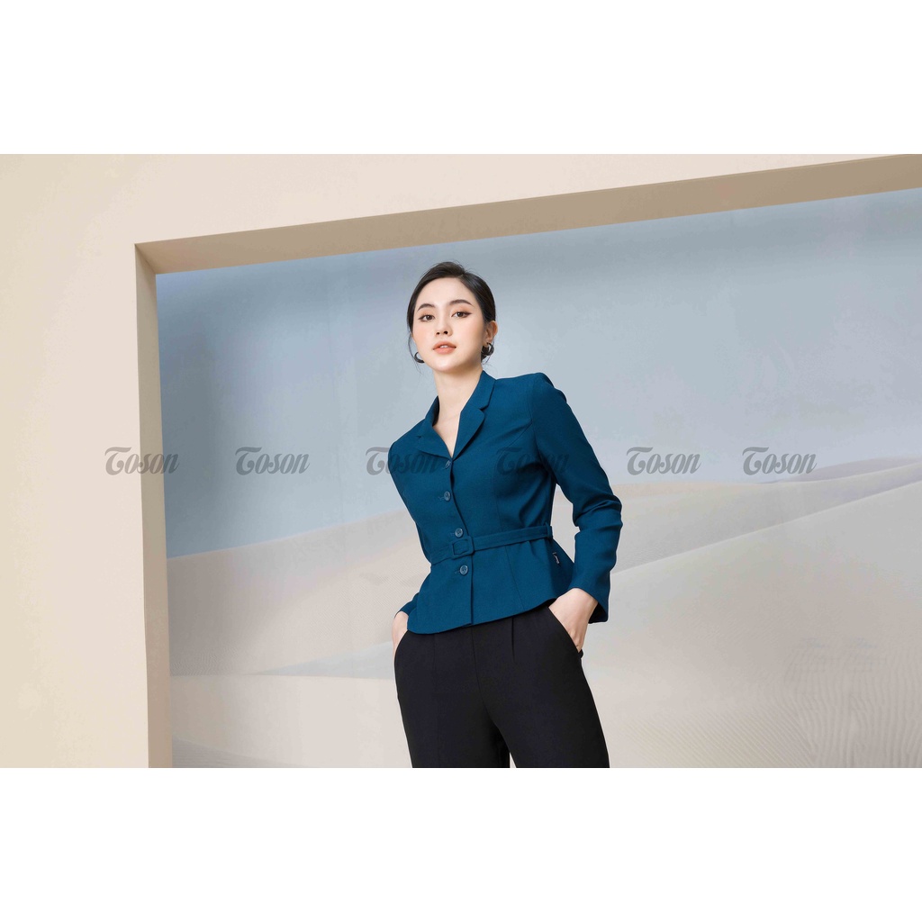 Áo vest xanh cơ bản thắt đai eo đũi nhật TOSON 83222X31
