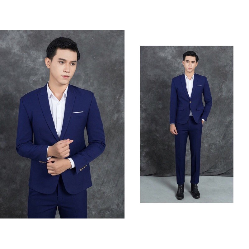 Bộ vest nam,Aó vest nam thời trang ,bộ suit màu xanh than cao cấp lịch lãm cho phái mạnh, com lê blaze