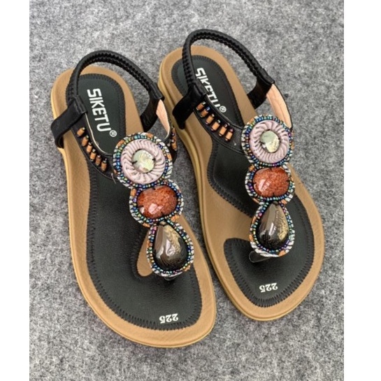 Sandal xỏ ngón MAILIAA 001 quai kẹp đính đá thổ cẩm