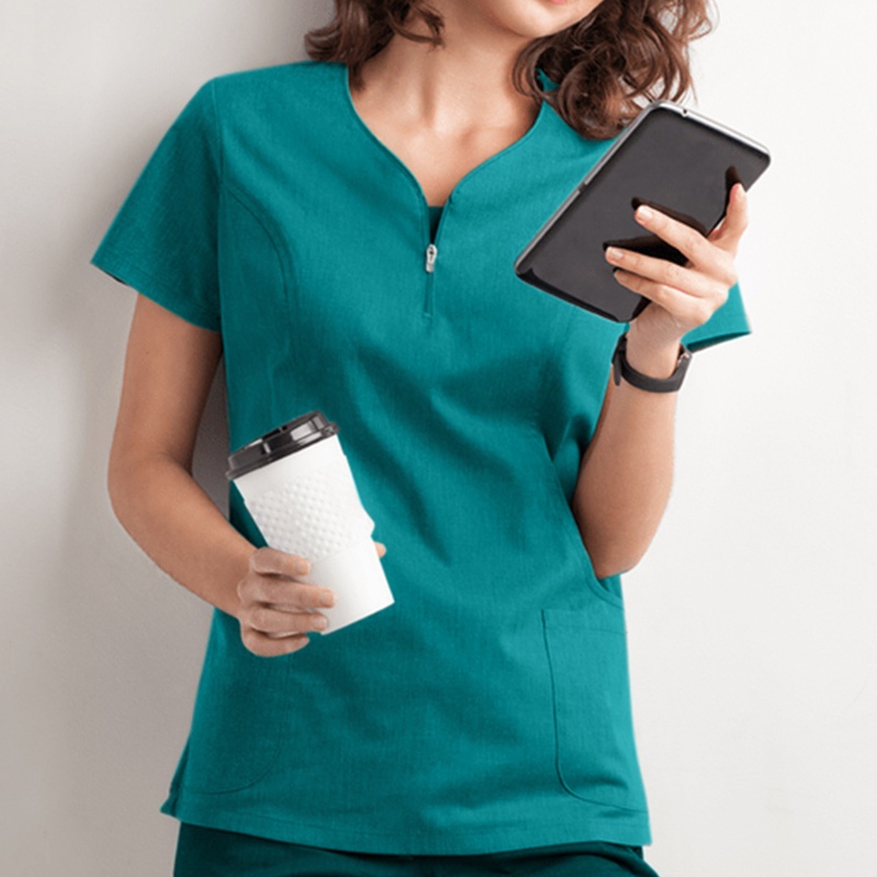 Đồng phục y tá tay ngắn có túi bảo vệ dành cho nữ | BigBuy360 - bigbuy360.vn