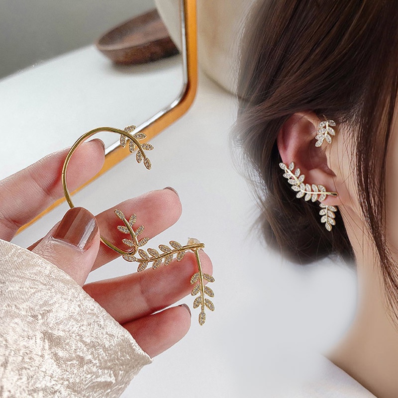 Đôi hoa tai bạc 925 kiểu cành lá xinh xắn thời trang dành cho nữ