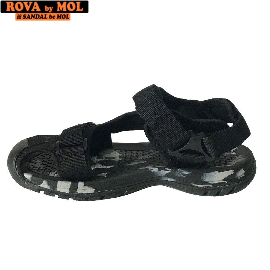 Giày Sandal Nam Bít Mũi Hiệu Rova Đế Cao Su Quai Dù Đi Làm Đi Phượt Đạp Xe Màu Đen Camo Mã RV25