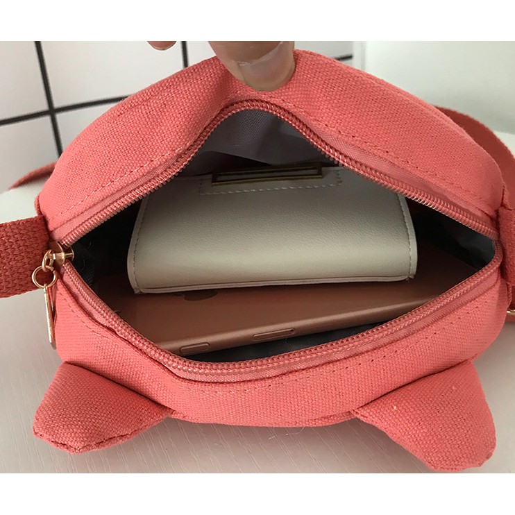 Túi đeo chéo Canvas - Mèo láo