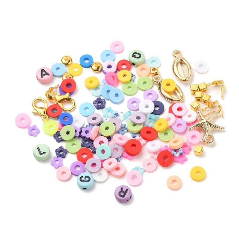 Hộp Hạt Đất Sét Dẹp In Chữ Nhiều Màu Sắc Dùng Làm Trang Sức DIY