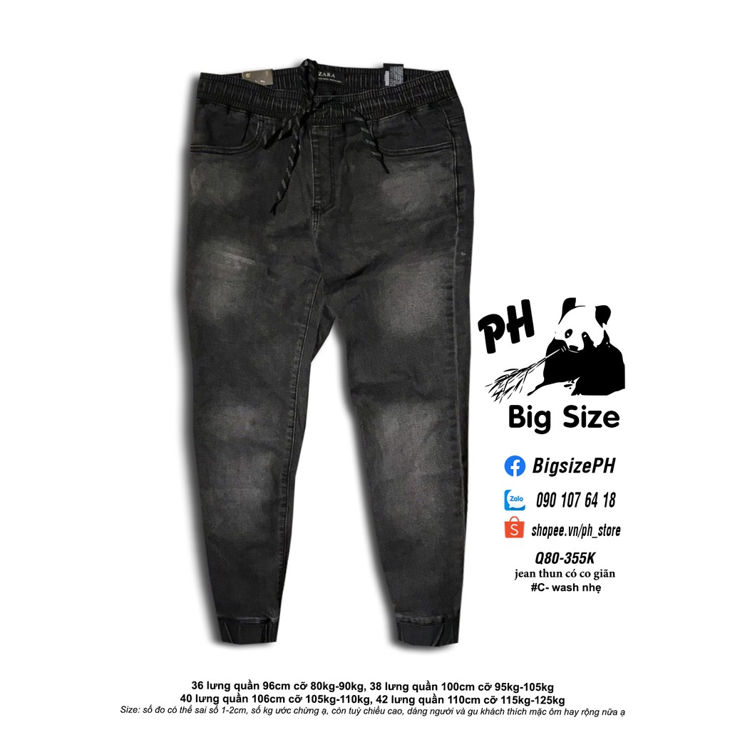 [Nowship/Grab] - [#Bigsize 80kg-125kg]- Quần Joger Jean Thun Dài màu xám co giãn size to- Q80 | BigBuy360 - bigbuy360.vn