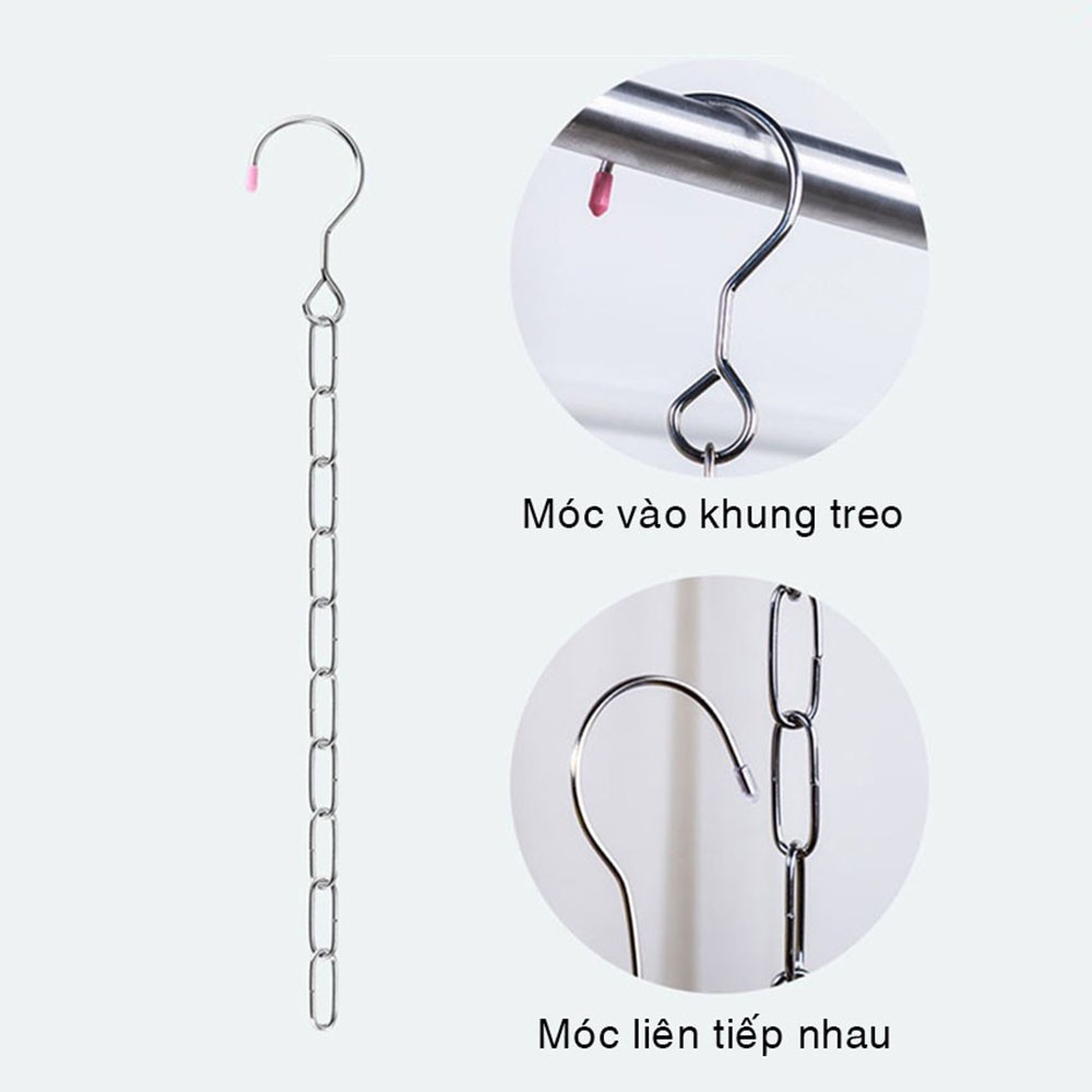 Treo móc quần áo , dây XÍCH inox treo móc quần áo MDT _X35 tiết kiệm 90% diện tích tủ