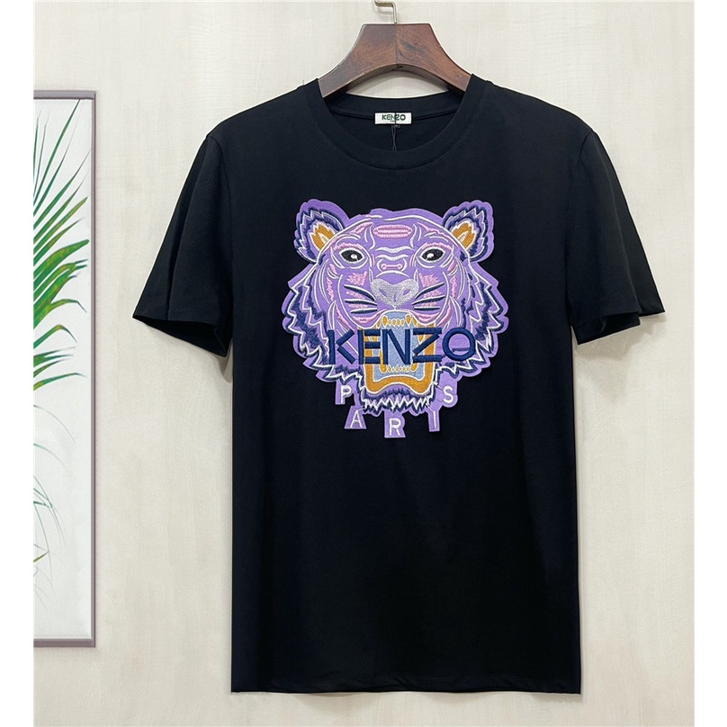 Áo Thun Cotton Tay Ngắn Thêu Hình Đầu Hổ Kenzo Độc Đáo Cá Tính Phong Cách 2022 Cho Nam Size S-4Xl