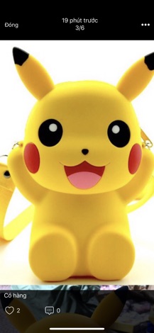 Combo 10 túi đeo silicon hình pikachu (sỉ 80k)