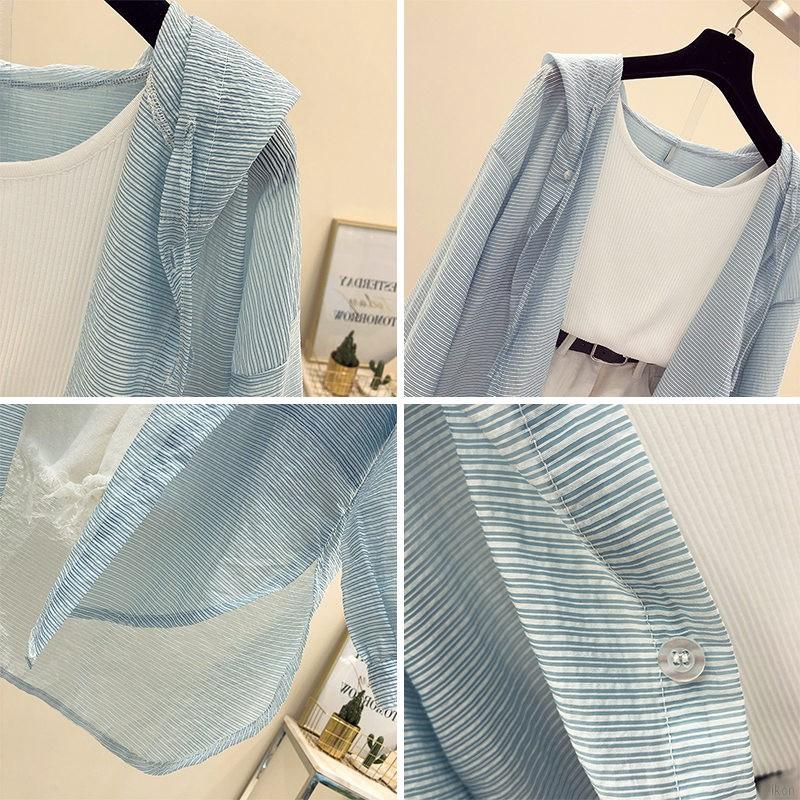 Áo khoác cardigan màu trơn chống nắng thời trang