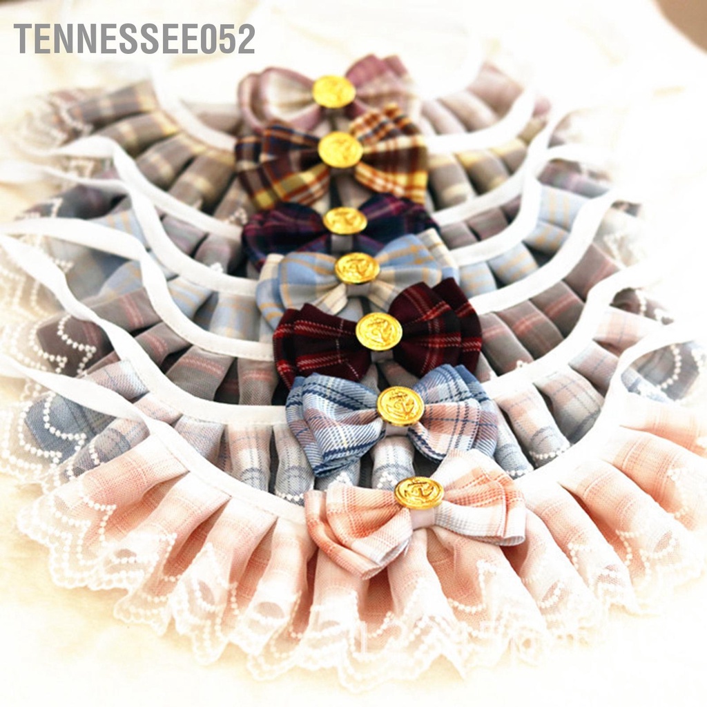 Vòng cổ yếm ren họa tiết kẻ sọc phong cách JK xinh xắn thời trang dành cho cún cưng mèo cưng