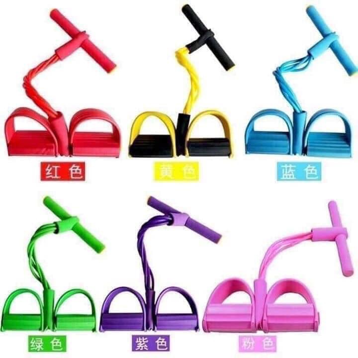 Dây tập thể dục - Dụng cụ thể dục - Dây kéo đàn hồi kháng lực 4 ống cao su tập cơ bụng tại nhà