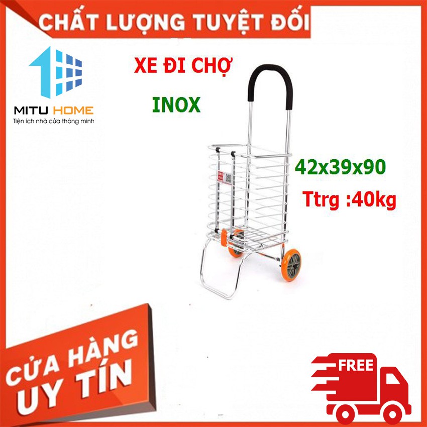 [ BH 6 THÁNG ] XE ĐI CHỢ CAO CẤP SIÊU NHẸ GẤP GỌN - MITUHOME - CHẤT LIỆU INOX RÂT TIỆN ÍCH SANG TRỌNG