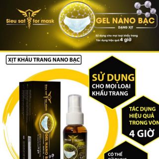 (TẶNG KHẨU TRANG Y TẾ)  Xịt khử khuẩn khẩu trang Sieusat Nano Bạc 100ml