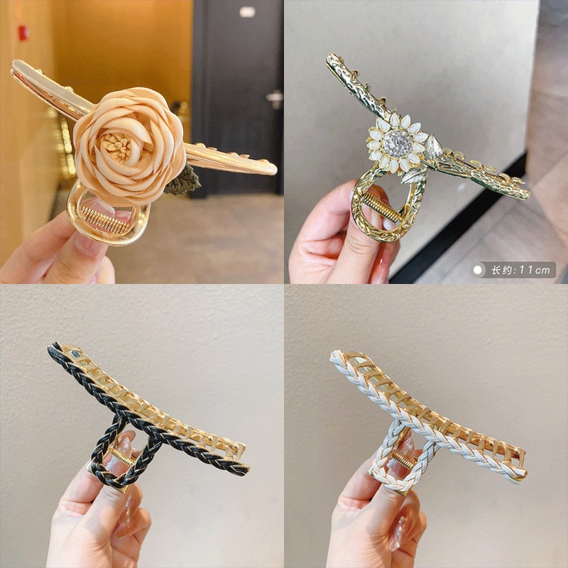 Kẹp Tóc Kim Loại Hình Hoa Hồng Đính Ngọc Trai Thời Trang Hàn Quốc