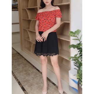 CHÂN VÁY XẾP LY PHỐI REN