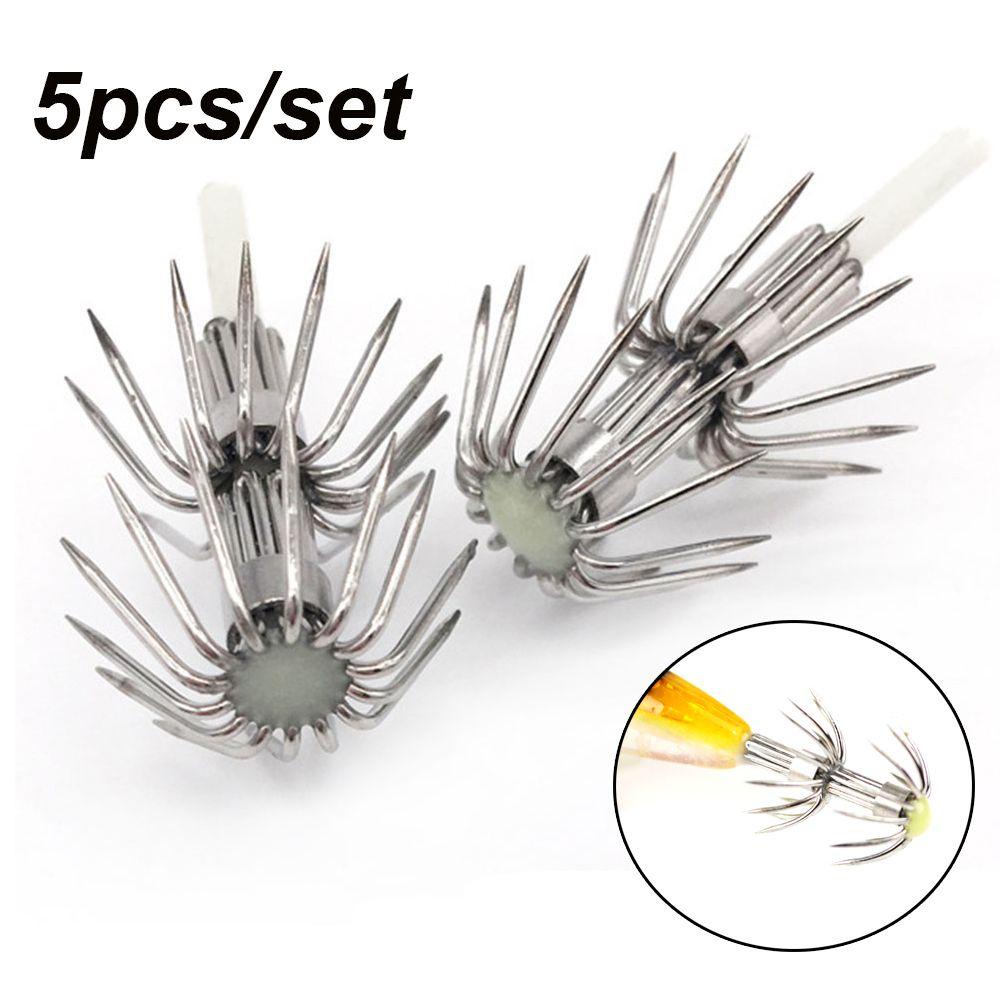 Bộ 5 Cái 2.0 2.0 Chất Lượng Cao# 2.5# 3.0# 3.5# 4.0# Mồi Câu Cá Giả Hình Bạch Tuộc Bằng Gỗ Hai Lớp Kèm Lưỡi Câu