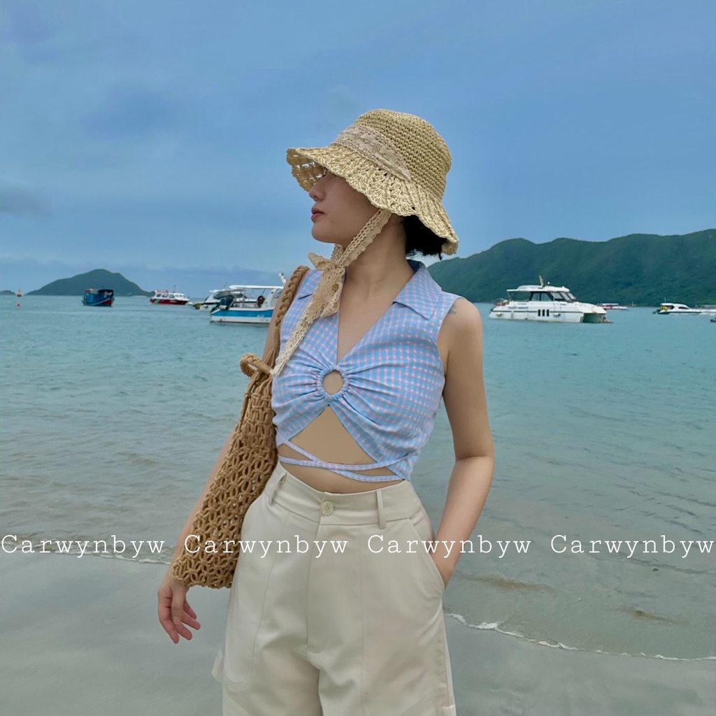 CarwynbyW - Quần Short Kaki Lưng Cao Túi Kiểu Sâu