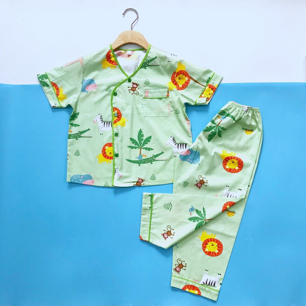 Pijama tay ngắn cho bé trai bé gái vải Thô đẹp hút mồ hôi size 1-10 tuổi 10-45kg Nhiều mẫu ngộ nghĩnh