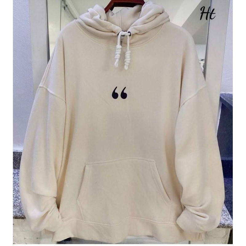 Áo hoodie dấu ngoặc kép, Áo nỉ from rộng tay phồng, thiết kế thời trang, mặc ấp áp không bị xù - FANI