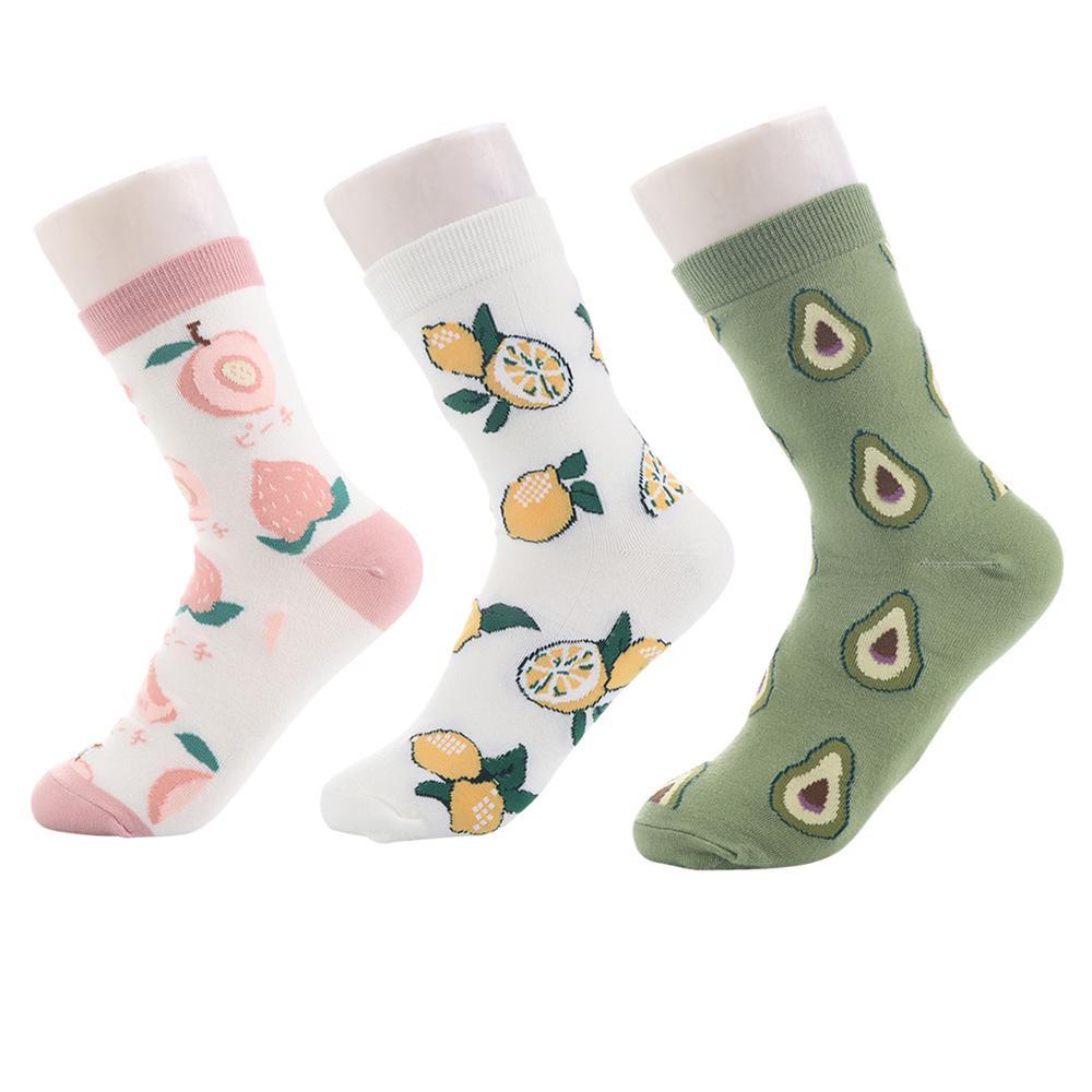 Susans Vớ Cotton Mùa Hè Họa Tiết Bơ Đào Dâu Chanh Đường Phố