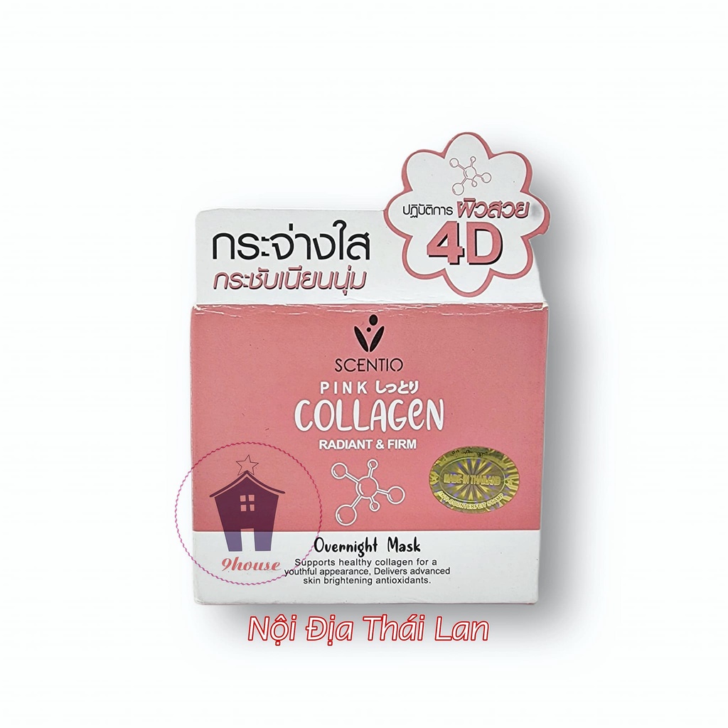01 Hủ Mặt Nạ Ngủ Làm Trắng &amp; Săn Chắc Da Mặt Scentio Pink Collagen Radiant &amp; Firm Overnight Mask 100gram Thái Lan