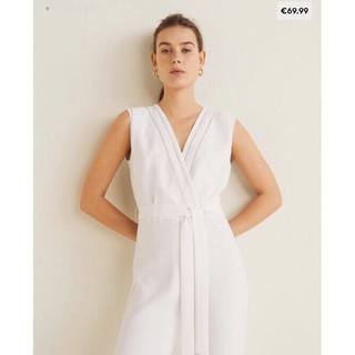 Jumpsuit dài voan cát xoài cổ tim cột nơ eo sát nách - 2071