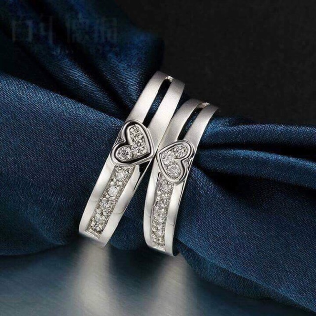 Nhẫn đôi bạc chuẩn hình tim
