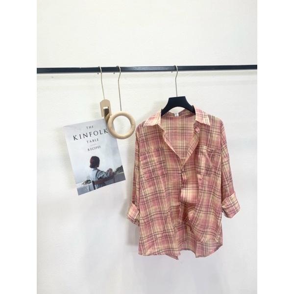 Áo sơ mi kẻ form rộng