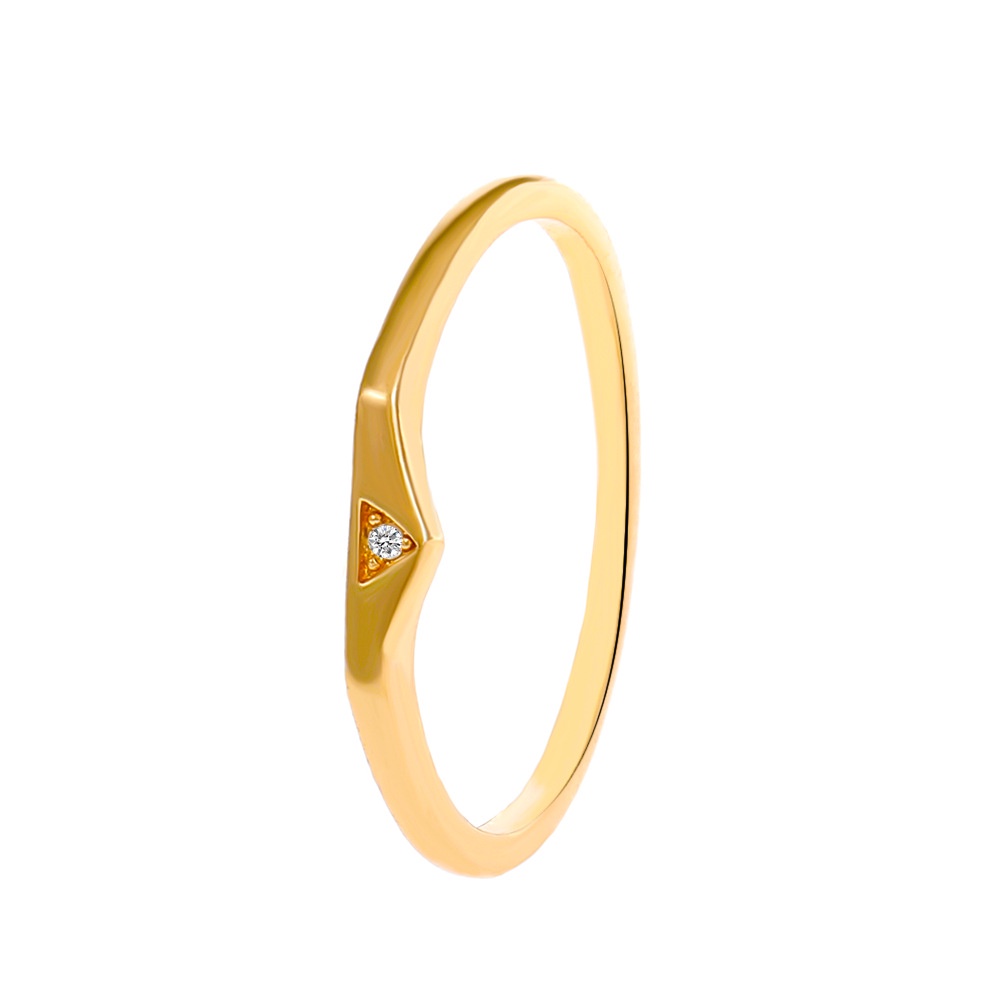 Nhẫn Cặp Hình Tam Giác Đính Đá Zircon Đơn Giản Thời Trang