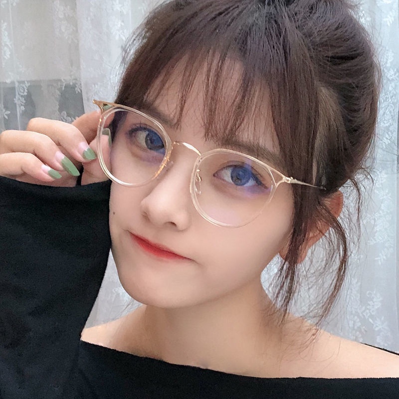 Kính cận thời trang gọng tròn mắt mèo không độ chống tia UV phong cách Ulzzang đẹp cute giá rẻ EMOJI 066