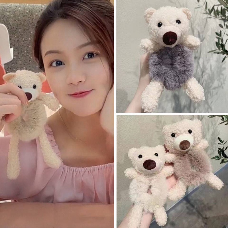 Dây Buộc Tóc Cao Su Co Giãn Hình Gấu Nhồi Bông Dễ Thương Thời Trang Cho Nữ