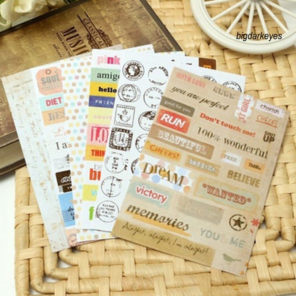 Set 6 Miếng Dán Giấy Hình Lịch Phong Cách Cổ Điển Dùng Trang Trí Sổ Tay DIY