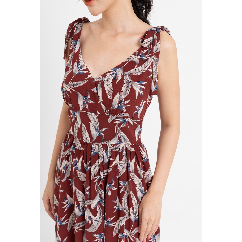 Đầm Maxi Nữ LAMER Nơ Vai Nhún Ngực L63M22H034