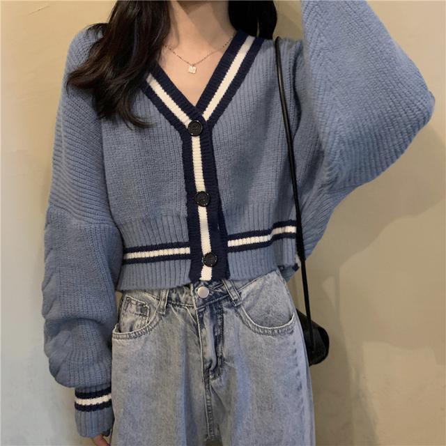 🌈Hàng CÓ SẴN Áo khoác🔥Áo cardigan len ngắn tay dài cổ chữ V phong cách Hàn Quốc thời trang mùa thu 2020 mới cho nữ