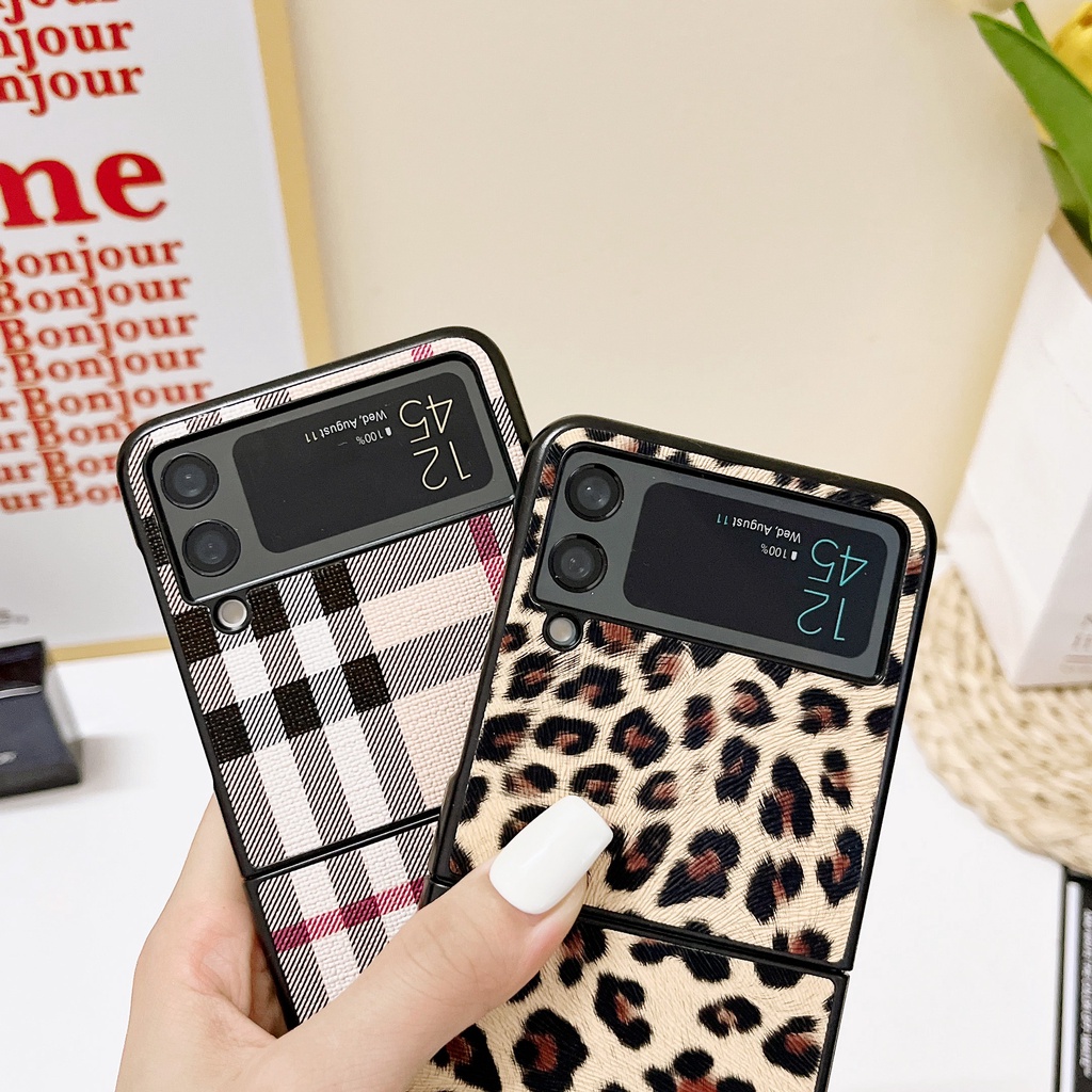 Bao Da Điện Thoại PU PC Cứng Màu Trơn Chống Sốc Cho Samsung Galaxy Z Flip 4 5G Z Flip 4
