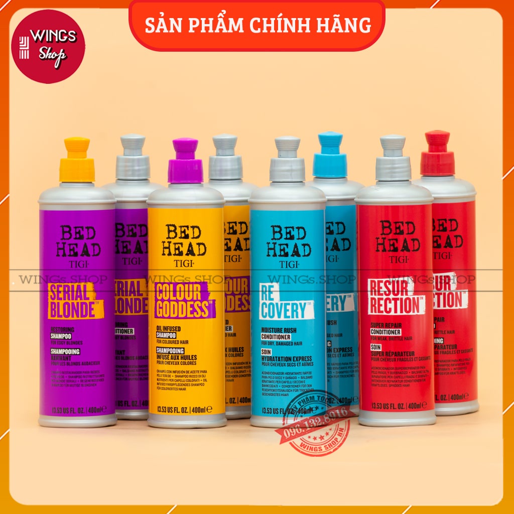 Cặp dầu gội xả phục hồi tóc khô xơ, hư tổn, giảm gãy rụng TIGI BED HEAD đủ màu 400ml | Wings Shop