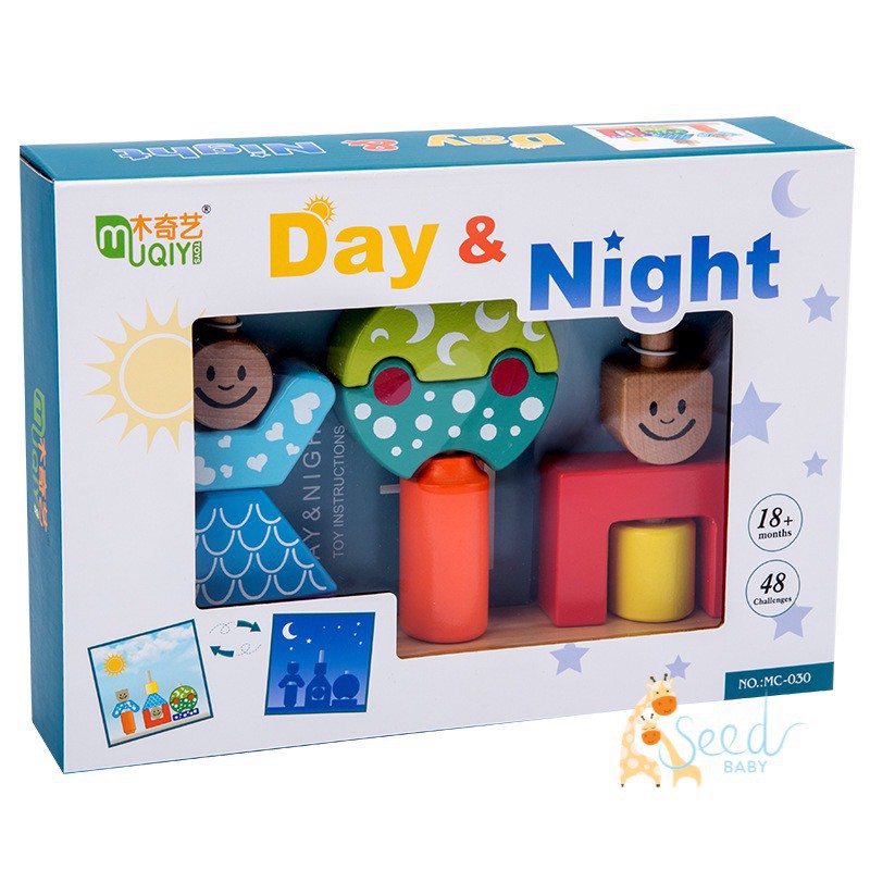 Đồ chơi xếp gỗ sáng tạo cho bé Day &amp; Night - SEED BABY