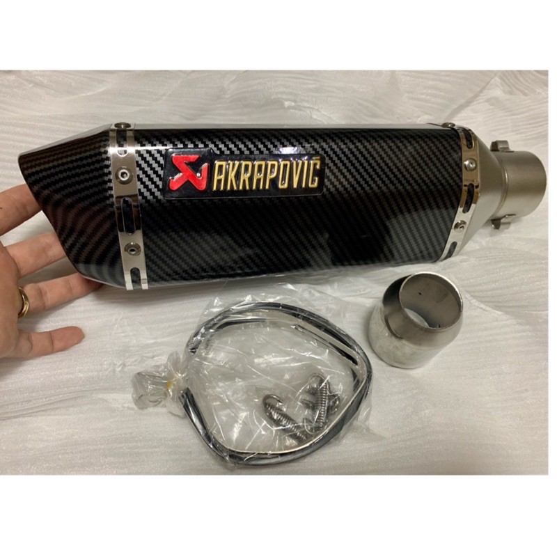 Lon Pô Thể Thao Akrapovic lục giác Sơn Carbon, lon dầy (Hàng nhập)