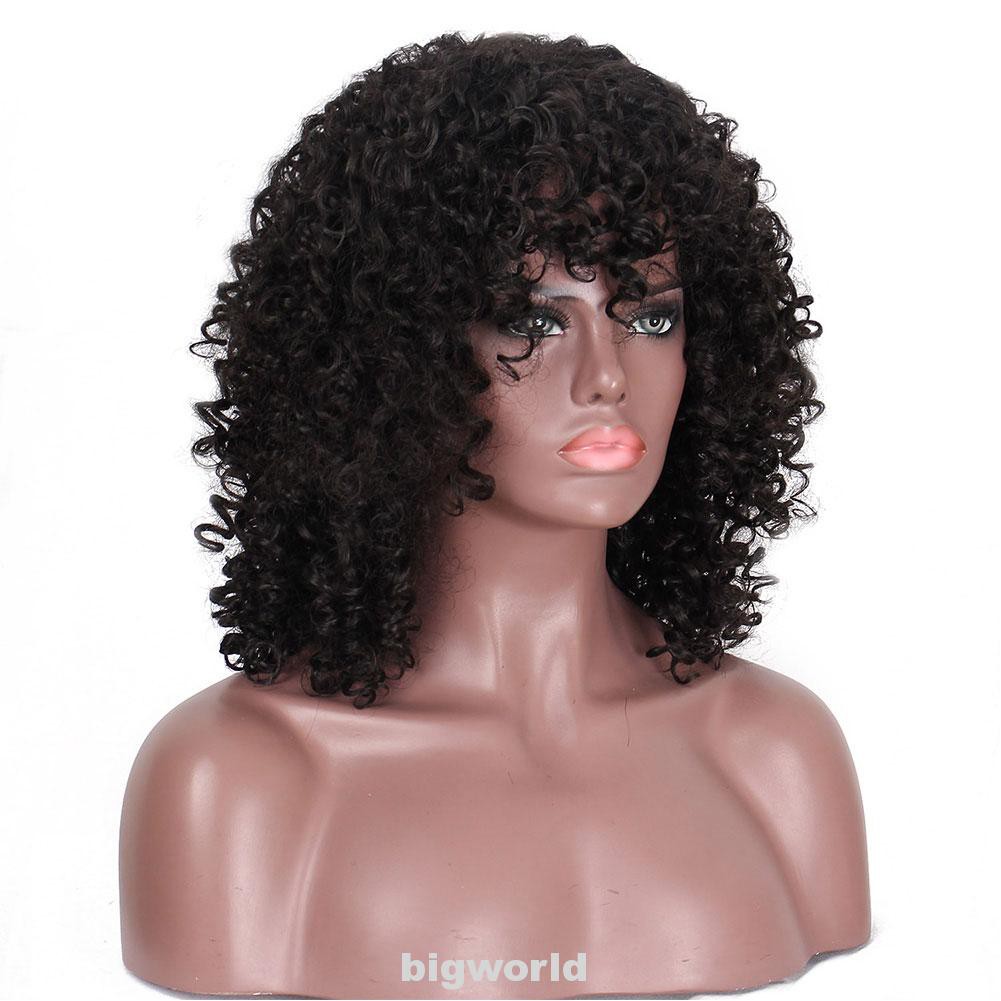 Afro Kinky Daily For Black Women Heat Resistant Human Hair Short Synthetic Curly Wig