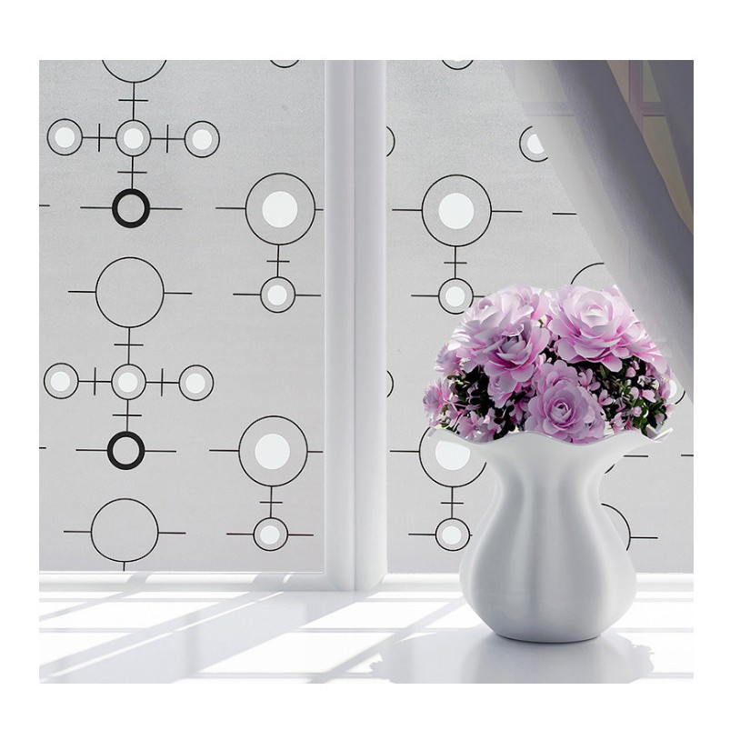 Decal giấy dán kính vòng tròn họa tiết trắng đen khổ 45cm keo sẵn