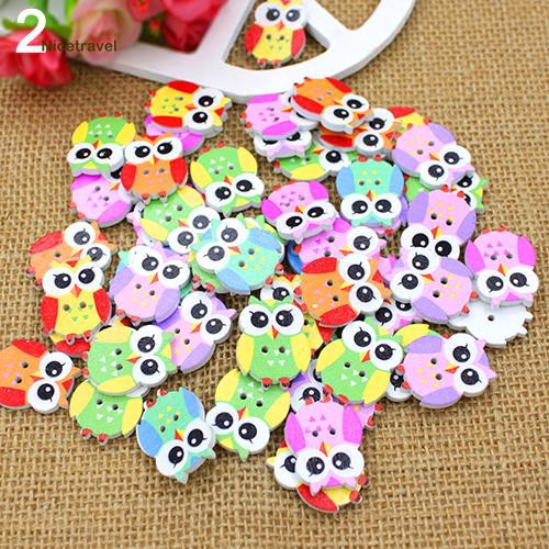 Set 50 cúc gỗ tạo hình hoạt hình dễ thương xinh xắn