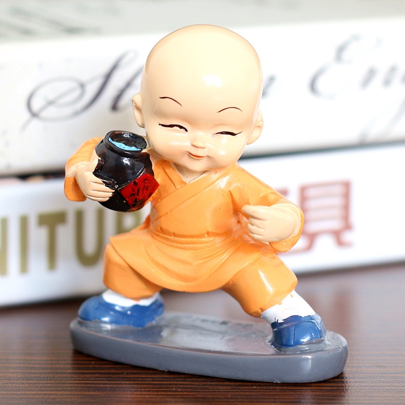 Set 4 tượng chú tiểu múa túy quyền ngộ nghĩnh bày taplo ô tô, trang trí bàn làm việc, bày kệ phòng khách - HO14