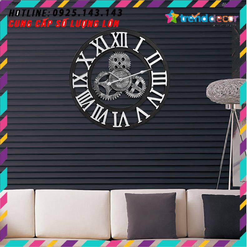 Đồng Hồ Gỗ Trang Trí Treo Tường Bánh Răng Cổ, Phong Cách Châu Âu Sang Trọng-Trenddecor