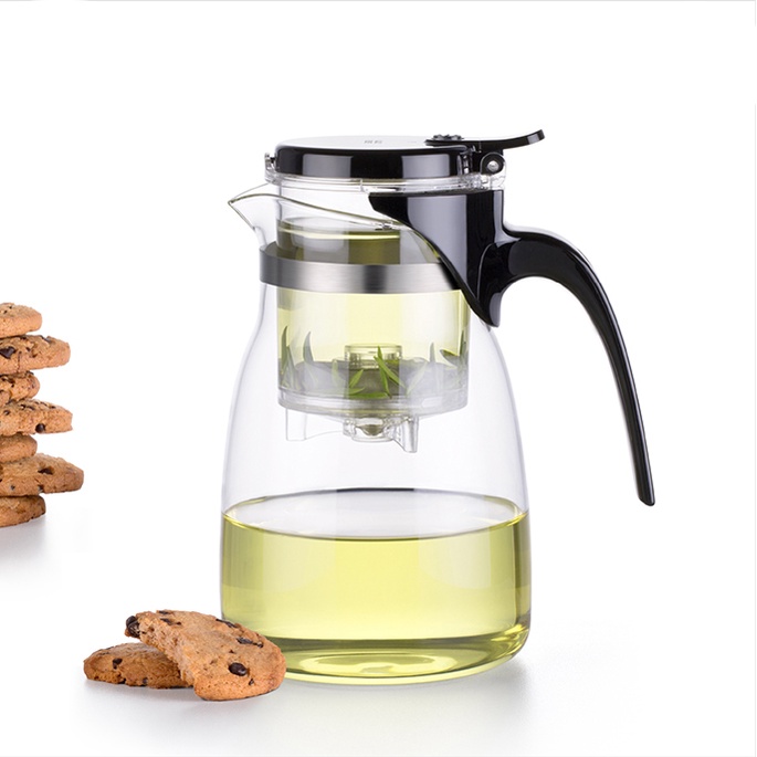 Ấm trà thủy tinh chịu nhiệt lõi lọc có van khóa A14 900mL - Bình lọc trà thủy tinh chịu nóng lạnh Samahome Shop