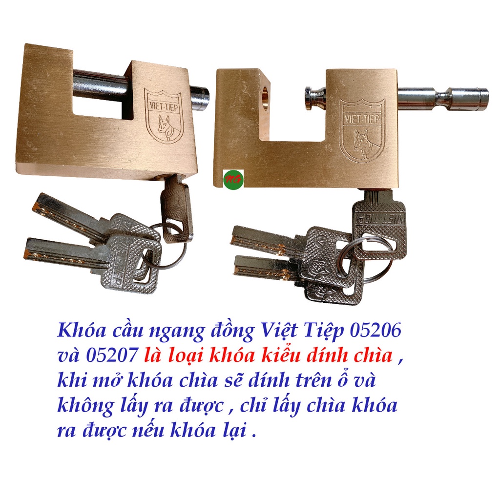 Khóa cầu ngang chất liệu đồng Việt Tiệp 05207 hoặc 05206 cỡ 5cm