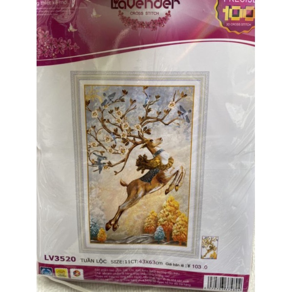Tranh thêu chữ thập Tuần Lộc LV3520 (43x63cm)