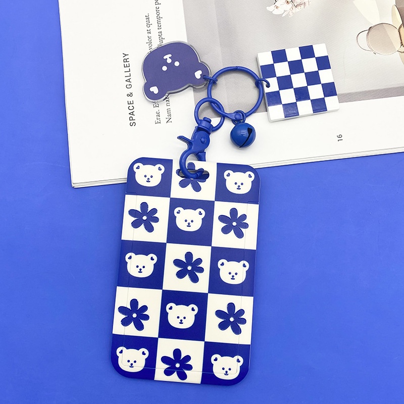 Bao Da Đựng Thẻ ID Màu Xanh In Chữ Klein Kèm Móc Khóa Tiện Dụng Cho Học Sinh