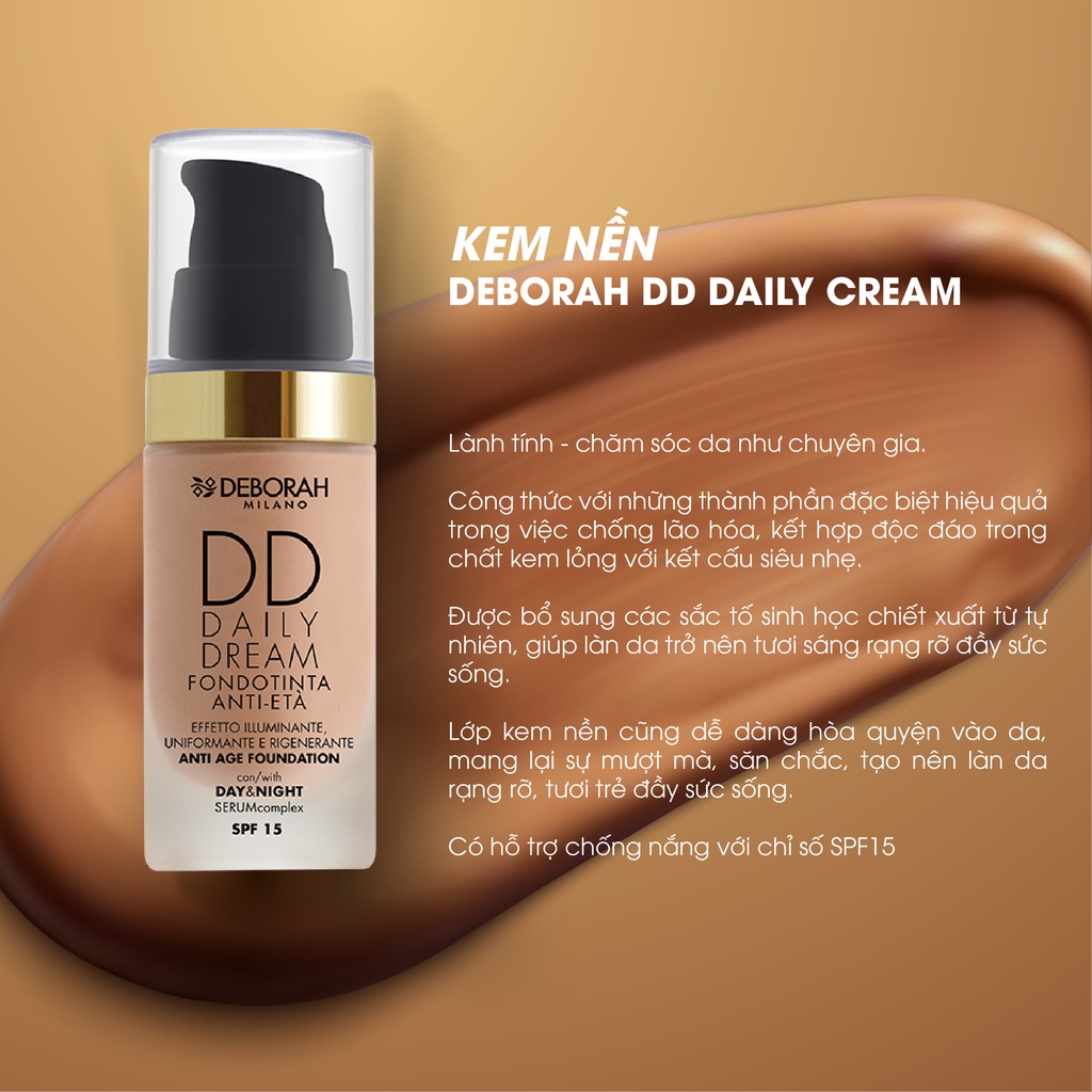 Kem nền DEBORAH DD DAILY CREAM 30ml Che Khuyết Điểm, Chống Lão Hóa, Chống Nắng, Giúp Da Tươi Sáng