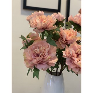 Hoa lụa| Hoa mẫu đơn cành 3 bông