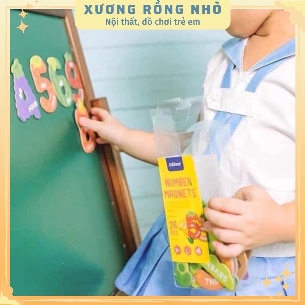 [Chính Hãng] Bộ số và chữ cái nam châm Mideer, Number Magnets gồm 26 miếng, đồ chơi nam châm học số và phép tính